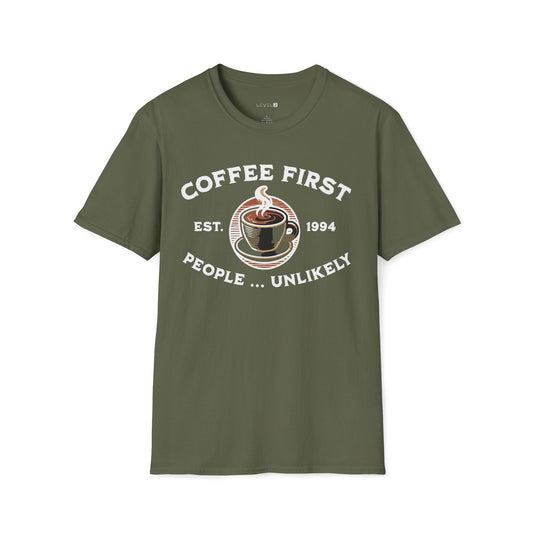 Coffee First, People Unlikely, Classic Fit, Comfort T-Shirt - #088